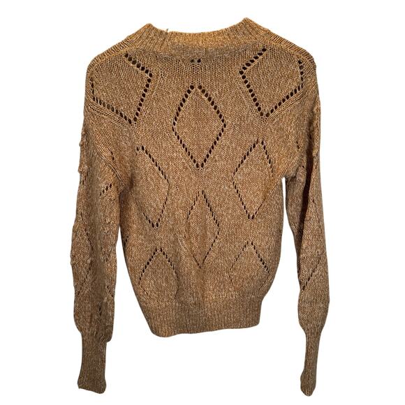 LOFT Women’s S Brown Textured Knit Sweater Cotton Blend Crewneck Boho Preppy - Picture 5 of 9